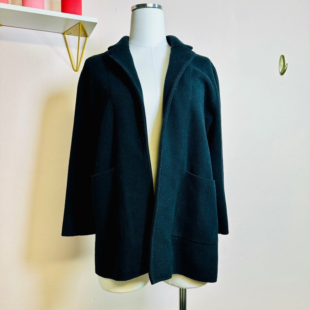 J.CREW 365 Black Collared No Buttons‎ Cardigan, Size Medium